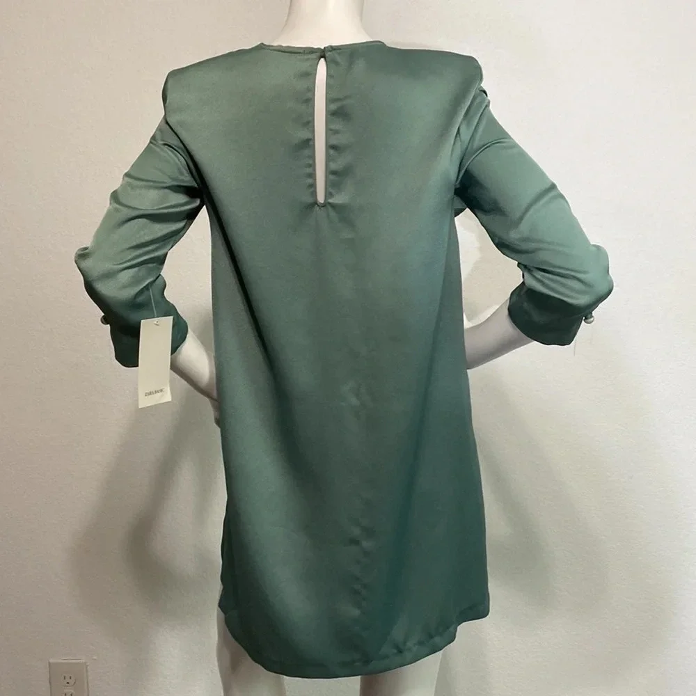 Zara Green Mini Dress with Ruffle Detail - Picture 7 of 10